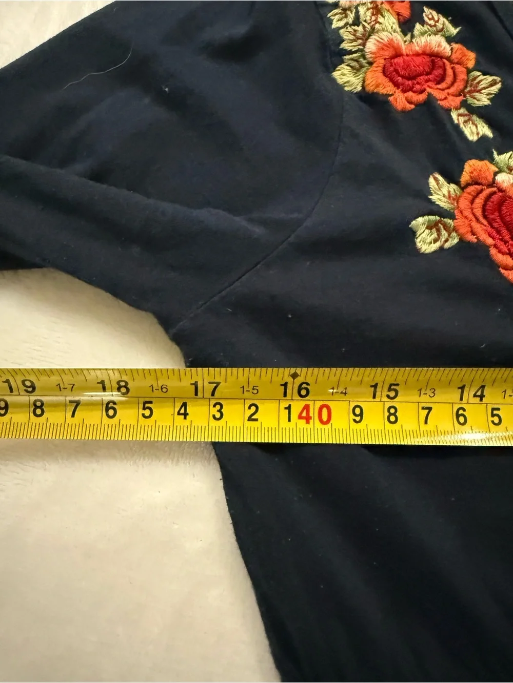 Johnny Was JWLA Navy V-neck Dress with Embroidery; Bird on Back Size S E13 - Picture 6 of 10